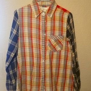 Multicolor plaid flannel button up top
